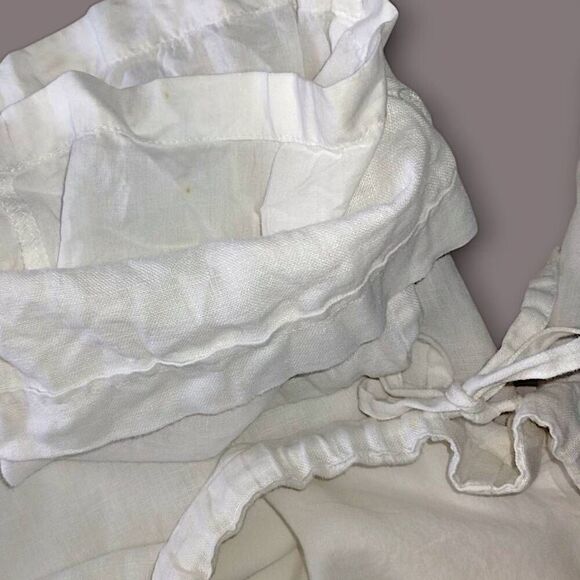 Orvis Womens Pants Sz M White Linen Lining High Rise Drawstring Elastic‎ Coastal - Picture 8 of 10